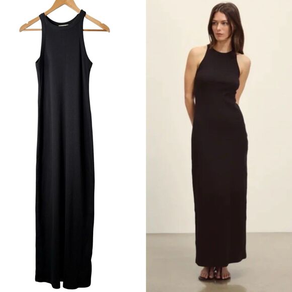 Buck Mason Dresses & Skirts - Buck Mason Surplus Rib Tank Maxi Dress XS Black Ribbed Cotton Minimalist Stretch